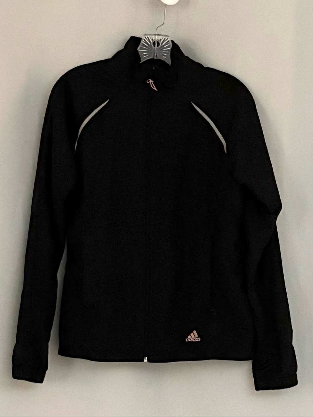 adidas Women's Black Zip-Front Lightweight Jacket with Reflective Accents